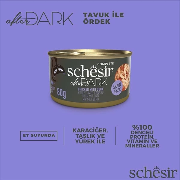 Schesir After Dark Tavuk ve Ördek Etli Yaş Kedi Maması 80 Gr - 5