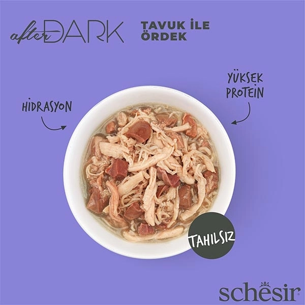 Schesir After Dark Tavuk ve Ördek Etli Yaş Kedi Maması 80 Gr - 4