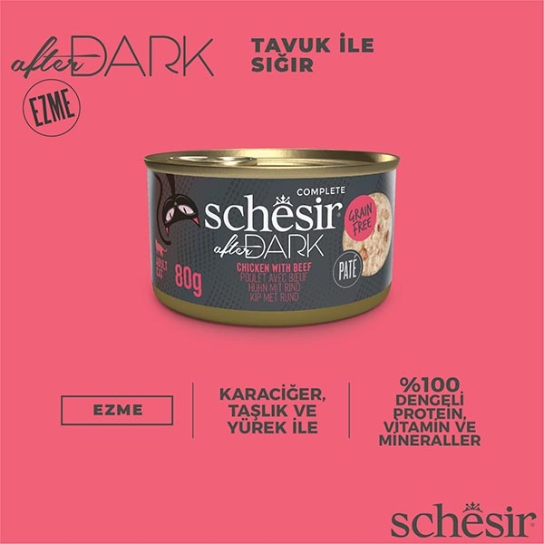 Schesir After Dark Tavuklu ve Sığır Etli Pate Tam ve Dengeli Yetişkin Kedi Yaş Maması 80 g - 5
