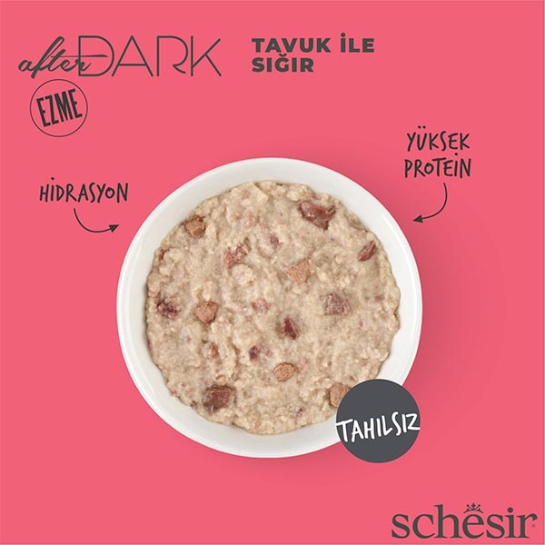 Schesir After Dark Tavuklu ve Sığır Etli Pate Tam ve Dengeli Yetişkin Kedi Yaş Maması 80 g - 4