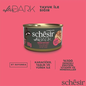Schesir After Dark Tavuklu ve Sığır Etli Et Suyunda Tam ve Dengeli Yetişkin Kedi Yaş Maması 80 g - 5