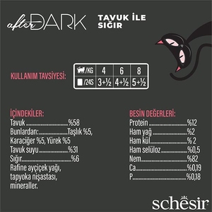 Schesir After Dark Tavuklu ve Sığır Etli Et Suyunda Tam ve Dengeli Yetişkin Kedi Yaş Maması 80 g - 3