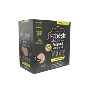 Schesir After Dark Tavuk&Bıldırcın Yumurtası&Sığır&Ördek Et Suyunda Mus Yetişkin Kedi Pouch Çeşit Paketi 12x80g