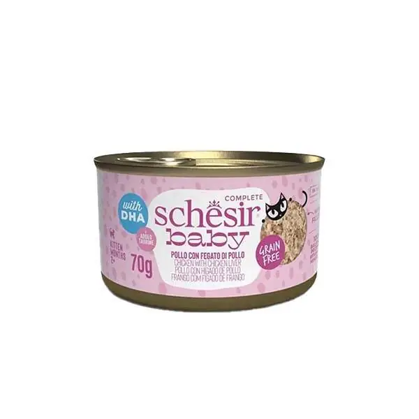 Schesir Baby Cat Tavuk ve Ciğerli Tahılsız Yaş Kedi Maması 70 Gr - 1
