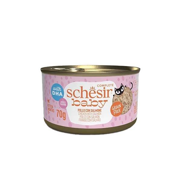 Schesir Baby Cat Tavuklu ve Somonlu Et Suyunda Tam ve Dengeli Yavru Kedi Yaş Maması 70 g - 1