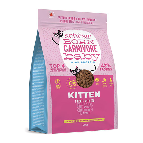 Schesir Born Carnivore Tavuklu ve Yumurtalı Tahılsız Yavru Kedi Kuru Maması 1,25 kg - 1