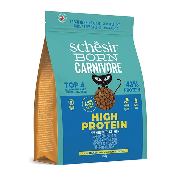 Schesir Born Carnivore Somonlu ve Ringa Balıklı Tahılsız Kedi Maması 255 Gr - 1