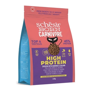 Schesir Born Carnivore Tavuklu Somonlu ve Ringa Balıklı Tahılsız Kedi Maması 1,25 Kg