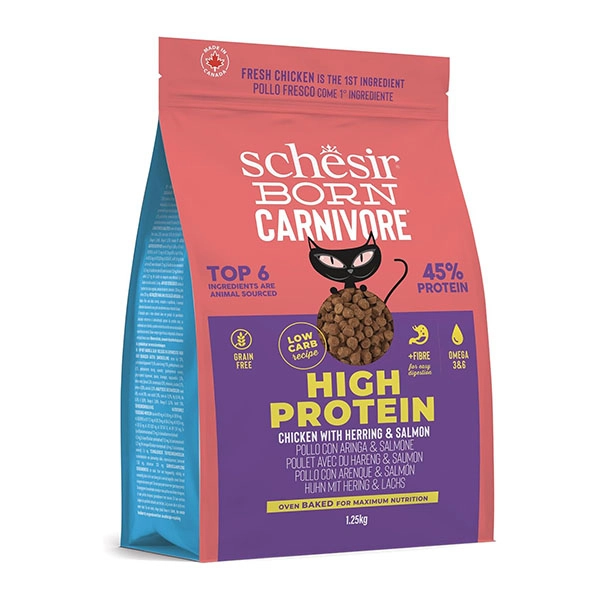 Schesir Born Carnivore Tavuklu Somonlu ve Ringa Balıklı Tahılsız Kedi Maması 1,25 Kg - 1