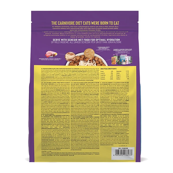 Schesir Born Carnivore Tavuklu Somonlu ve Ringa Balıklı Tahılsız Kedi Maması 255 Gr - 2