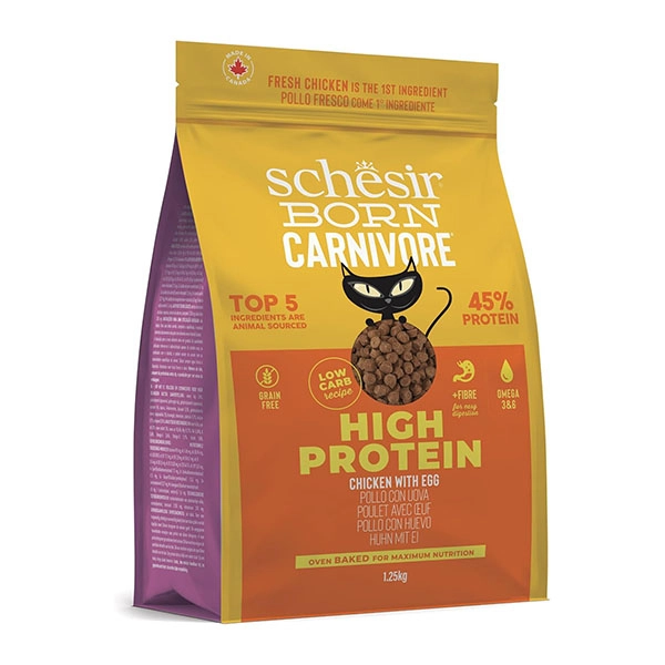 Schesir Born Carnivore Tavuklu ve Yumurtalı Tahılsız Kedi Maması 255 Gr - 1