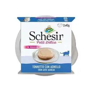 Schesir Delice Ton Balıklı ve Kuzu Etli Mousse Kedi Maması 2x40 gr