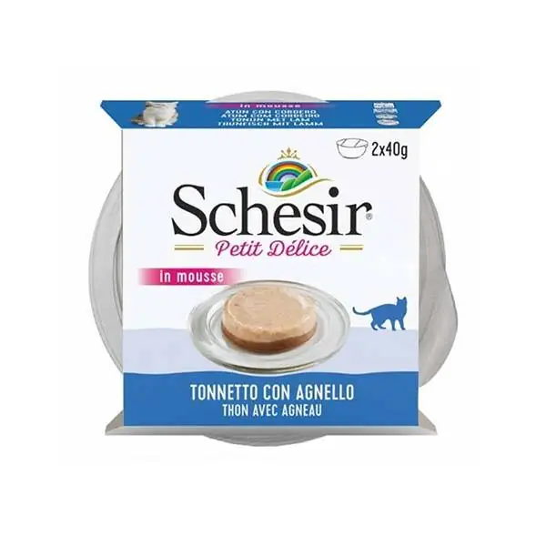 Schesir Delice Ton Balıklı ve Kuzu Etli Mousse Kedi Maması 2x40 gr - 1