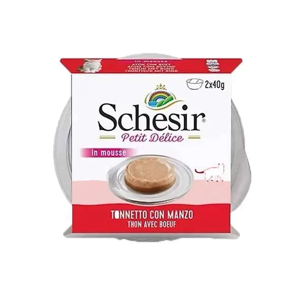 Schesir Delice Ton Balıklı ve Sığır Etli Mousse Kedi Maması 2x40 gr - 1