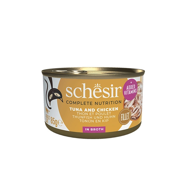 Schesir Doğal Ton Balıklı ve Tavuklu Soslu Yaş Kedi Maması 85 GR - 1