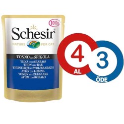 Schesir Jelly Ton Balıklı ve Levrekli Yaş Kedi Maması 100 GR * 4 Adet