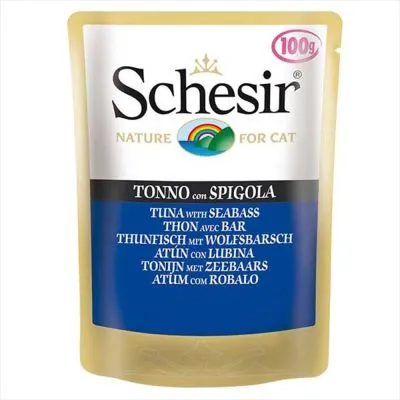 Schesir Jelly Ton Balıklı ve Levrekli Yaş Kedi Maması 100 Gr - 1