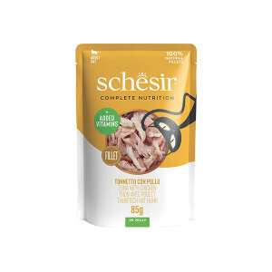 Schesir Jelly Ton Balıklı ve Tavuklu Jöle İçinde Yetişkin Kedi Pouch 85g
