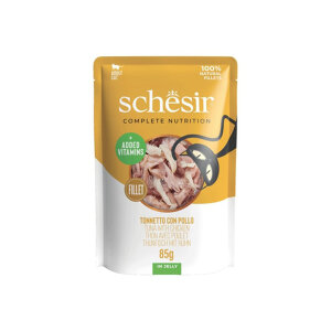 Schesir Jelly Ton Balıklı ve Tavuklu Jöle İçinde Yetişkin Kedi Pouch 85g