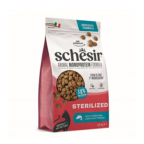 Schesir Animal Monoprotein Balıklı Kısırlaştırılmış Yetişkin Kedi Kuru Maması 1,5 kg - 2