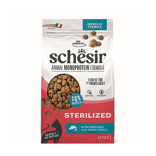 Schesir Animal Monoprotein Balıklı Kısırlaştırılmış Yetişkin Kedi Kuru Maması 1,5 kg