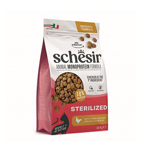 Schesir Animal Monoprotein Tavuklu Kısırlaştırılmış Yetişkin Kedi Kuru Maması 1,5 kg - 2
