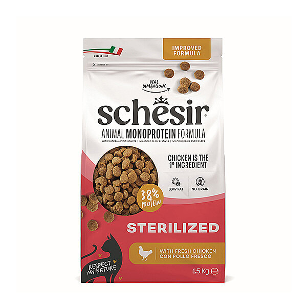 Schesir Animal Monoprotein Tavuklu Kısırlaştırılmış Yetişkin Kedi Kuru Maması 1,5 kg