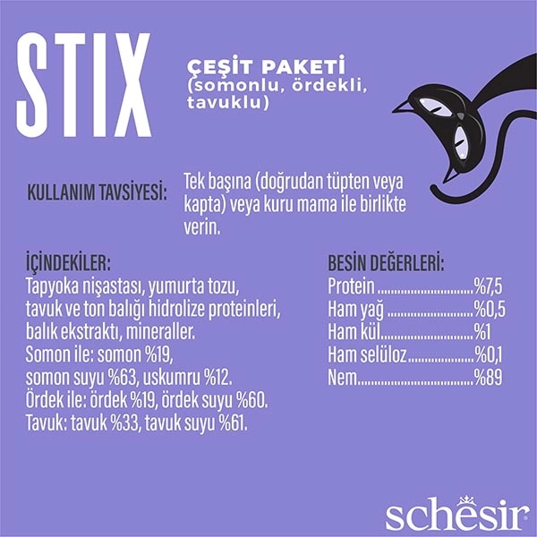 Schesir Stix Karışık Lezzetli Sıvı Kedi Ödülü 6x15 Gr  - 3