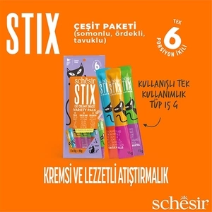 Schesir Stix Karışık Lezzetli Sıvı Kedi Ödülü 6x15 Gr  - 5