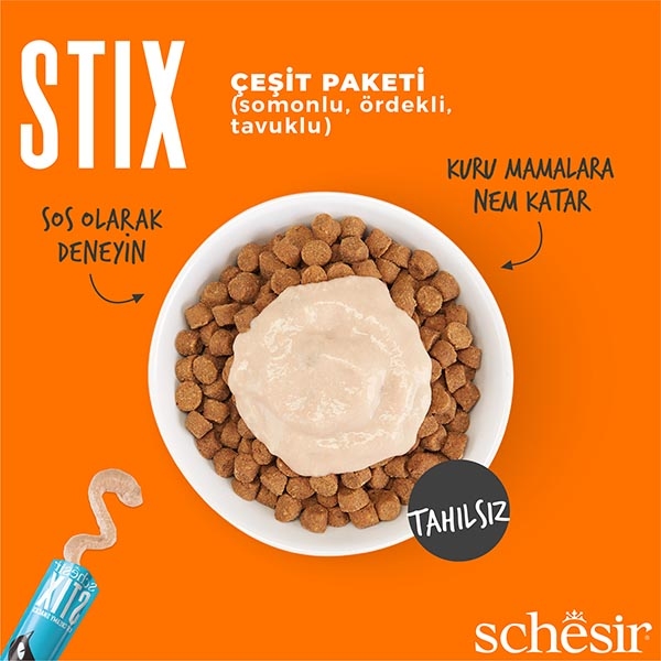 Schesir Stix Karışık Lezzetli Sıvı Kedi Ödülü 6x15 Gr  - 4