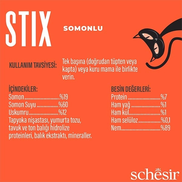 Schesir Stix Somon Balıklı Sıvı Kedi Ödülü 6x15 Gr - 3