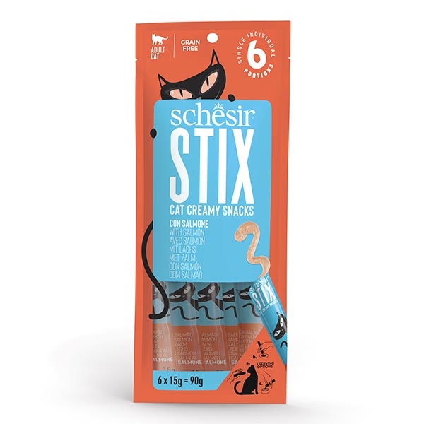 Schesir Stix Somon Balıklı Sıvı Kedi Ödülü 6x15 Gr - 1