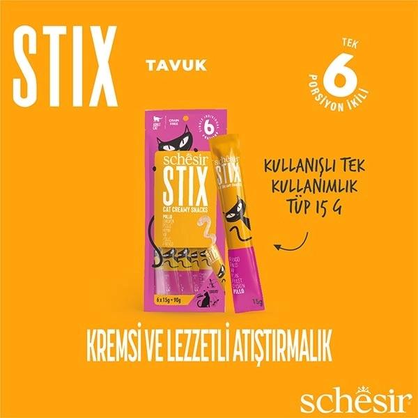 Schesir Stix Tavuklu Sıvı Kedi Ödülü 6x15 Gr - 5
