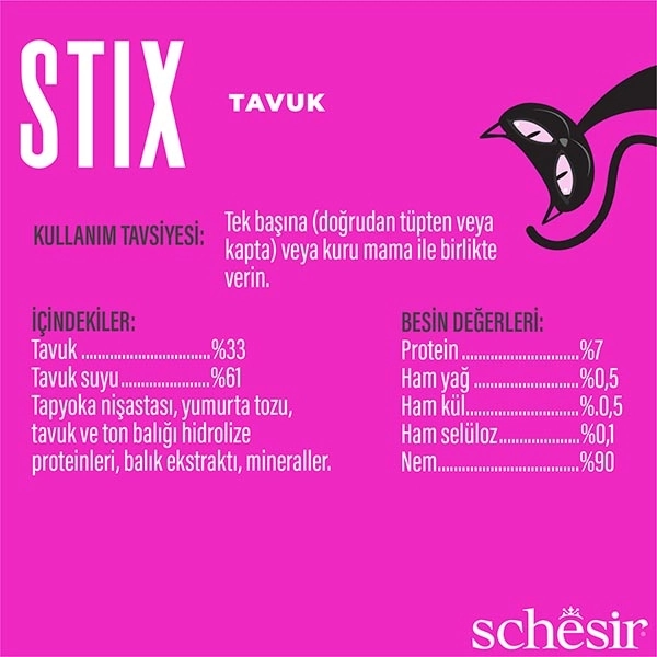 Schesir Stix Tavuklu Sıvı Kedi Ödülü 6x15 Gr - 3