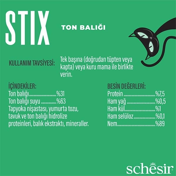 Schesir Stix Ton Balıklı Sıvı Kedi Ödülü 6x15 Gr - 3