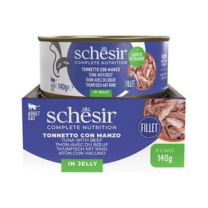 Schesir Tam ve Dengeli Ton Balığı ile Dana Etli Jöle İçinde Kedi Konservesi 140g