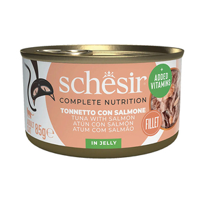 Schesir Tam ve Dengeli Ton Balığı ile Somonlu Jöle İçinde Kedi Yaş Maması 85g