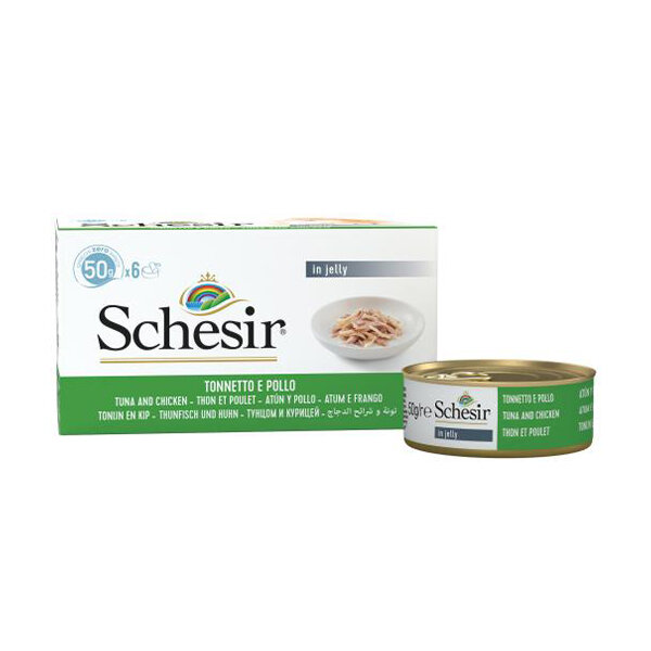 Schesir Tam ve Dengeli Ton Balığı ile Tavuklu Jöle İçinde Kedi Yaş Maması Multipack 6x50g - 2
