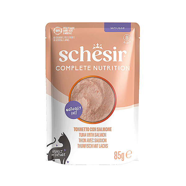 Schesir Complete Nutrition Ton Balıklı ve Somonlu Mus Tam ve Dengeli Yetişkin Kedi Yaş Maması 85 g - 1