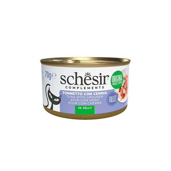 Schesir Tamamlayıcı Ton ve Orfoz Balıklı Jöle İçinde Kedi Konservesi 70g - 1