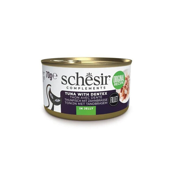 Schesir Ton Balıklı ve Sinarit Balıklı Jöle İçinde Tamamlayıcı Yetişkin Kedi Yaş Maması 70 g - 1