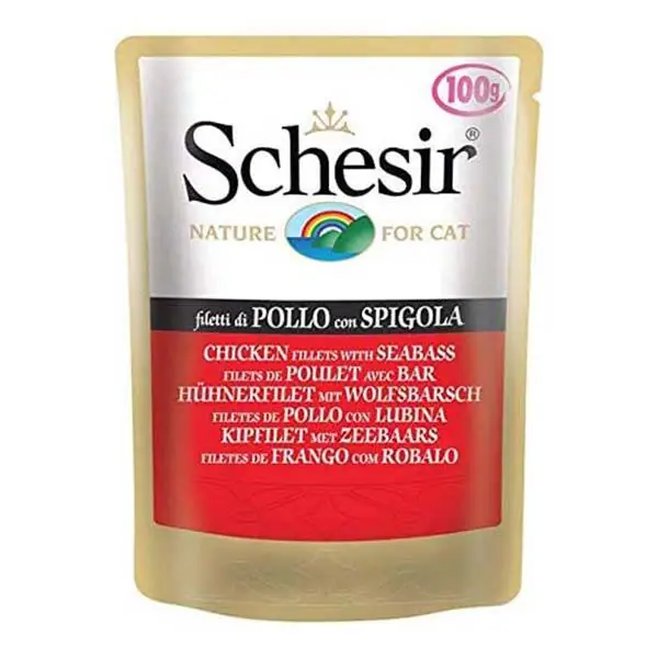 Schesir Tavuk Etli ve Levrekli Yaş Kedi Maması 100 gr - 1