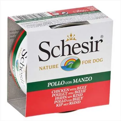 Schesir Tavuk ve Sığır Etli Yaş Köpek Maması 150 GR - 1