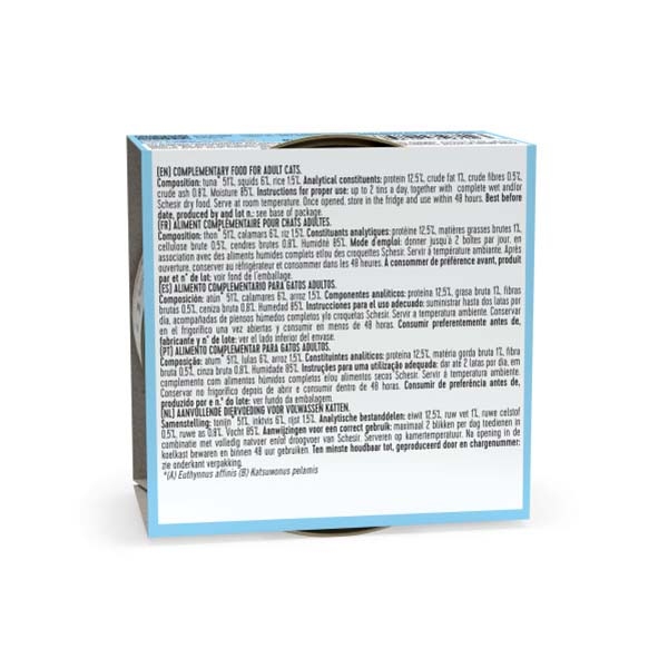 Schesir Ton Balıklı ve Kalamarlı Jöle İçinde Tamamlayıcı Yetişkin Kedi Yaş Maması 85 g - 2