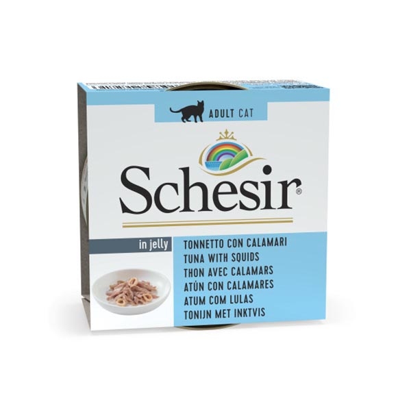 Schesir Ton Balıklı ve Kalamarlı Jöle İçinde Tamamlayıcı Yetişkin Kedi Yaş Maması 85 g - 1