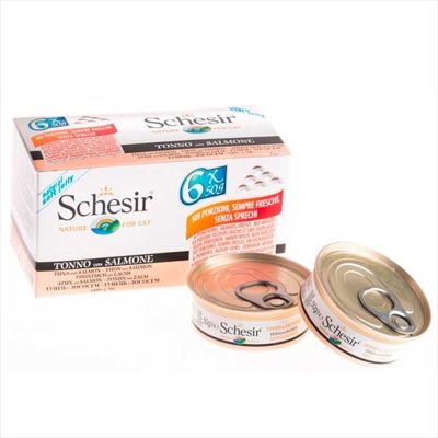 Schesir Ton Balığı ve Somonlu Yaş Kedi Maması 50 GR * 6 Adet - 1