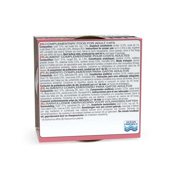 Schesir Ton Balıklı ve Barbun Balıklı Jöle İçinde Tamamlayıcı Yetişkin Kedi Yaş Maması 85 g - 2