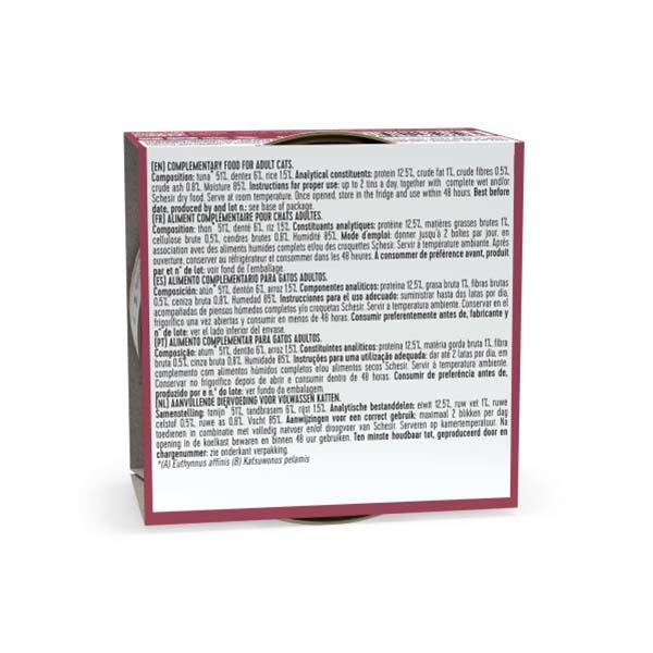 Schesir Ton Balıklı ve Sinarit Balıklı Jöle İçinde Tamamlayıcı Yetişkin Kedi Yaş Maması 85 g - 2
