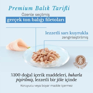 Schesir Ton Balıklı ve Sarı Kuyruk Balıklı Jöle İçinde Tamamlayıcı Yetişkin Kedi Yaş Maması 85 g - 3