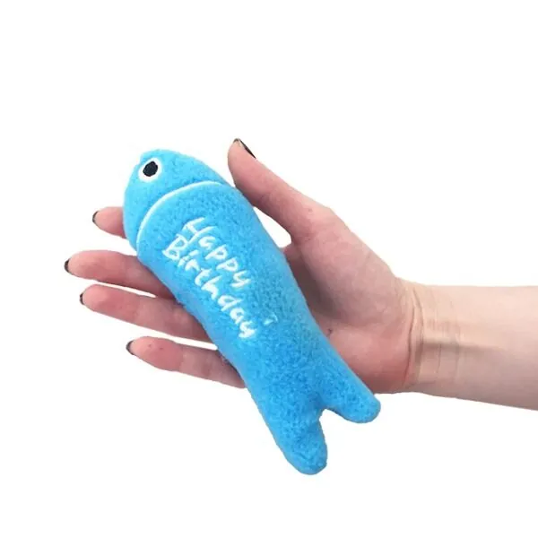 Markamama Kedi Otlu ve Zilli Parti Balığı Kedi Oyuncağı Mavi - 2